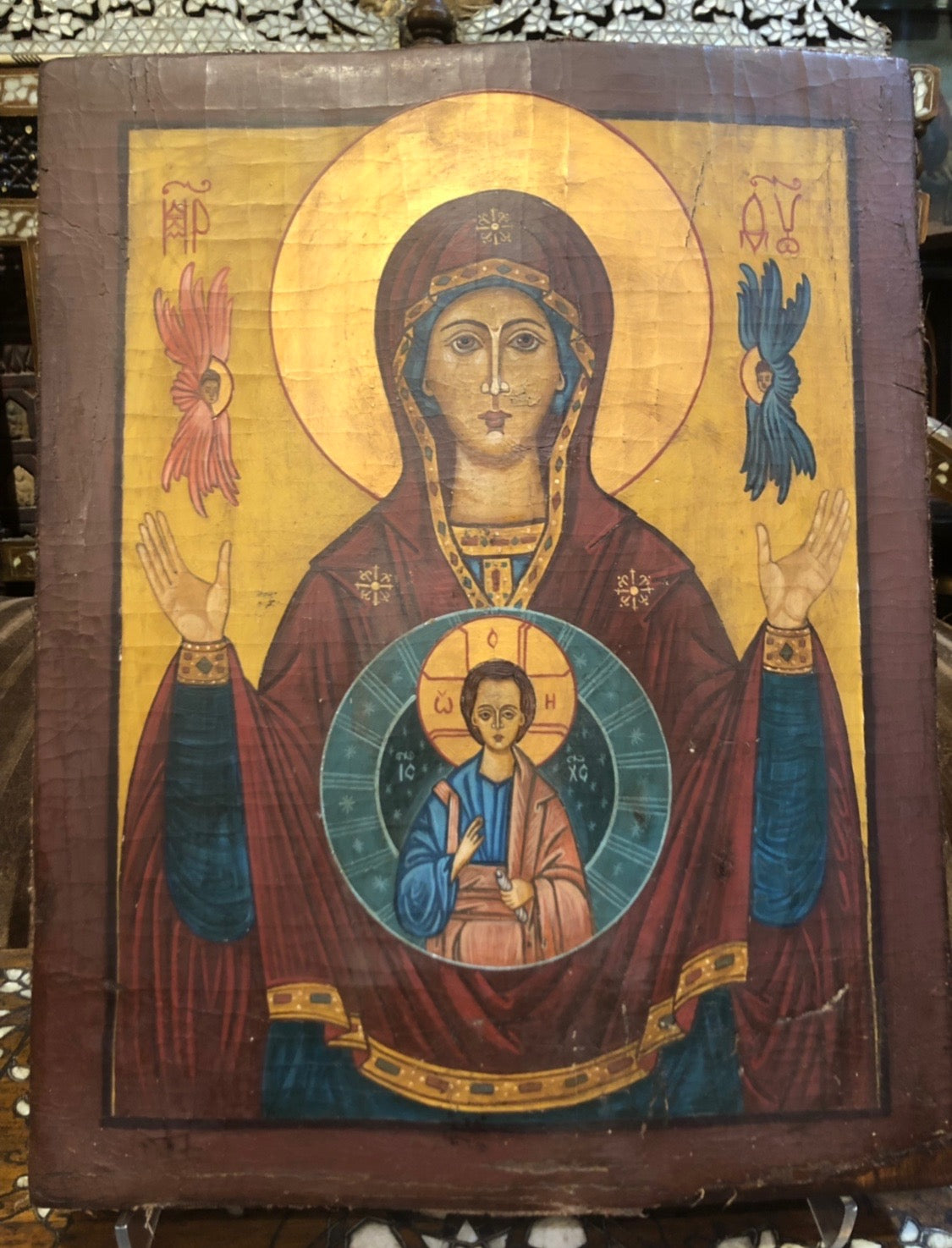 Mother of Sign, handmade Russian icon, 19th Century.