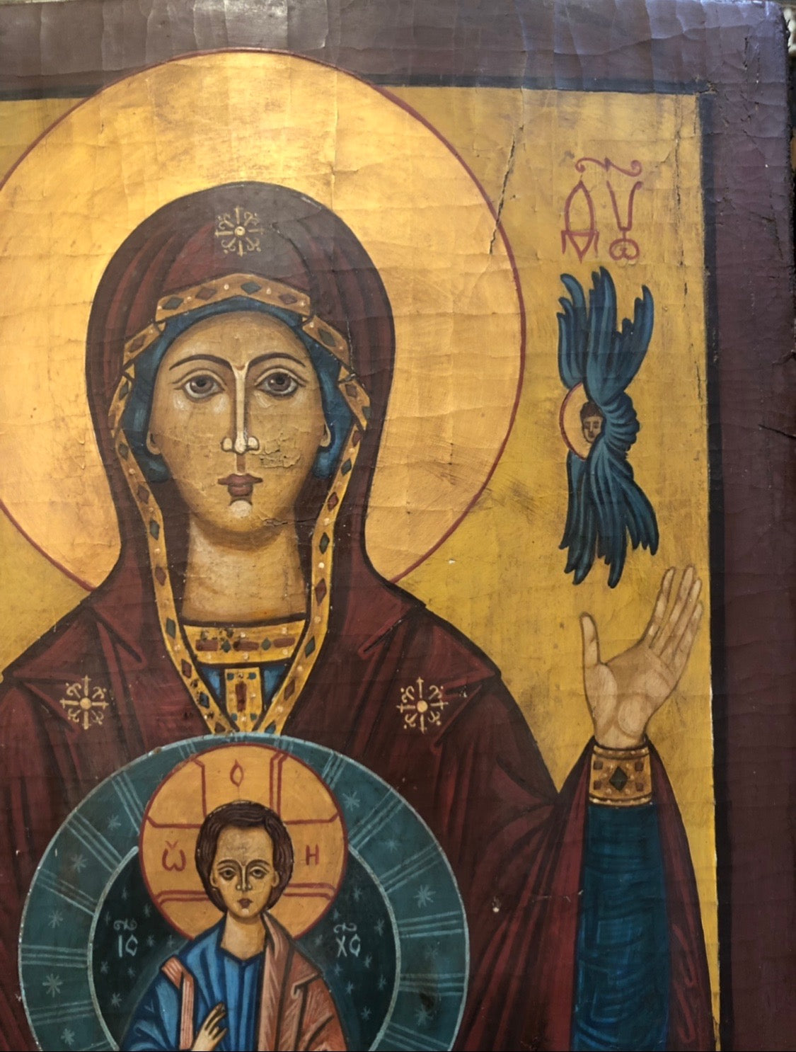 Mother of Sign, handmade Russian icon, 19th Century.