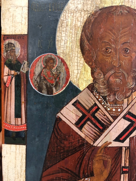 St. Nicholas, handmade Russian icon, Moscow. Late 17th and early 18th Century.