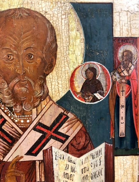 St. Nicholas, handmade Russian icon, Moscow. Late 17th and early 18th Century.