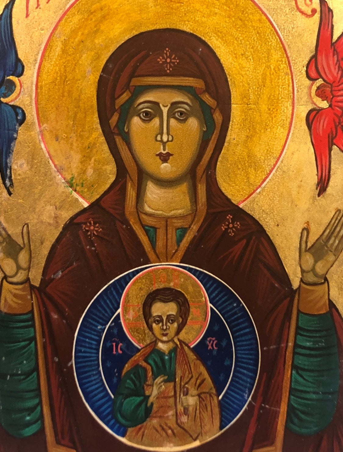 Mother of Sign, handmade Russian icon, Moscow. Late 19th and early 20th Century.