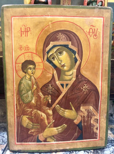 Three-Handed Mother of God, handmade Russian icon, Moscow. Late 19th and early 20th Century.