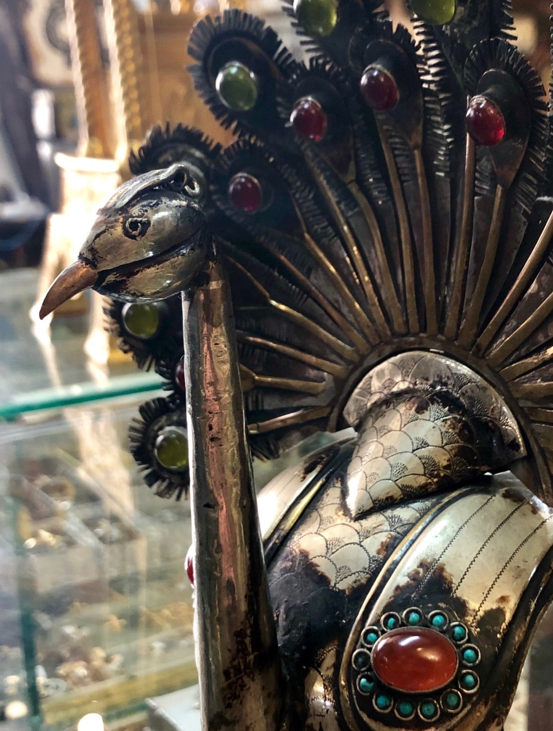 A Very Unique Handmade Bronze Peacock.