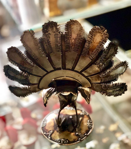 A Very Unique Handmade Bronze Peacock.