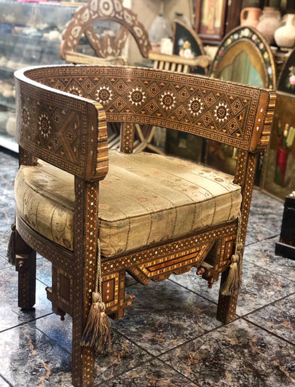 A Beautiful, mother-of-pearl, handmade Syrian Chair. 19th Century.