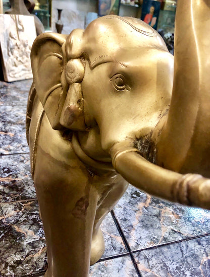 A Golden Elephant, handmade Bronze Statue. Late 19th Century.