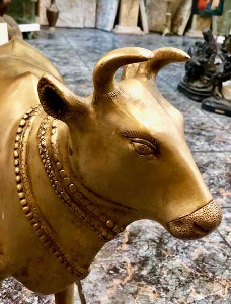 A Golden Ox, handmade Bronze Statue. Late 19th Century.