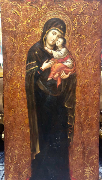 Mother of God, handmade Russian Icon, Moscow. 20th Century.