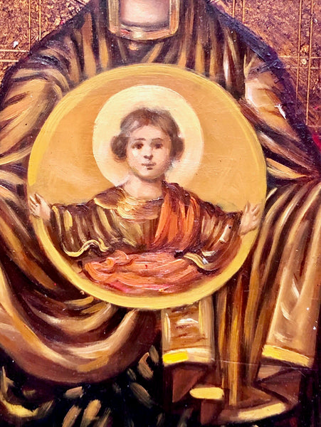 Mother of Sign, handmade Russian icon, Moscow. 20th Century.