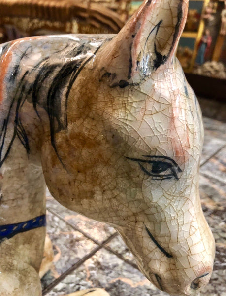 A Colorful Horse, handmade Ceramic statue. 20th Century.