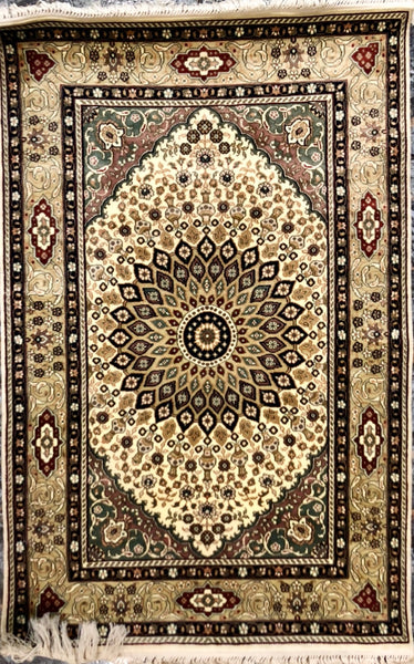 Persian Qom handmade silk on silk carpet.