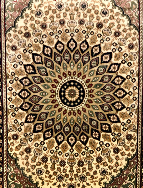 Persian Qom handmade silk on silk carpet.