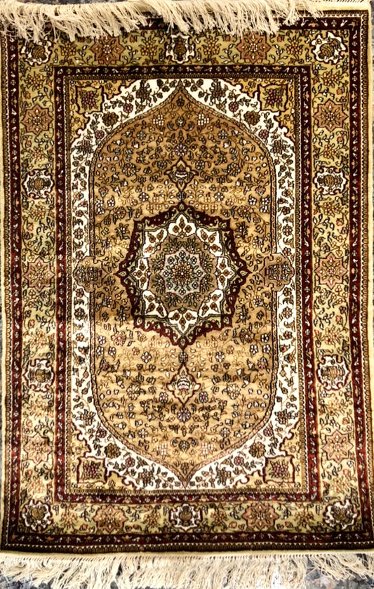 Persian Qom handmade silk on silk carpet.