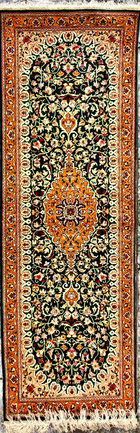 Persian Qom handmade silk on silk carpet.