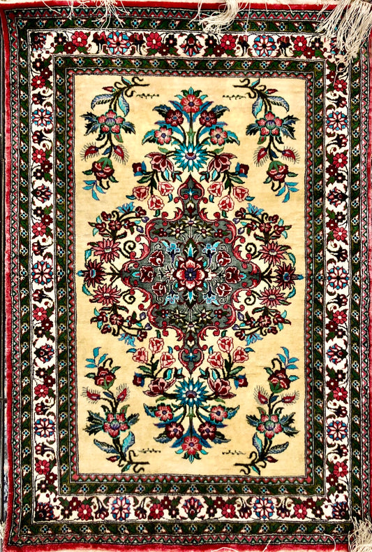 Persian Qom handmade silk on silk carpet.