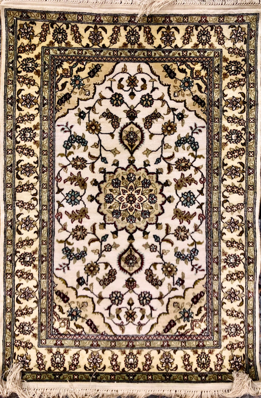 Persian Qom handmade silk on silk carpet.