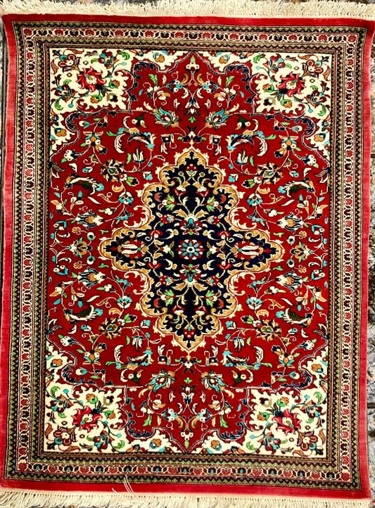 Persian Qom handmade silk on silk special carpet.