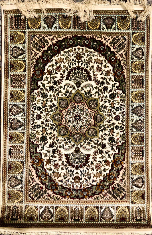 Persian Qom handmade silk on silk carpet.