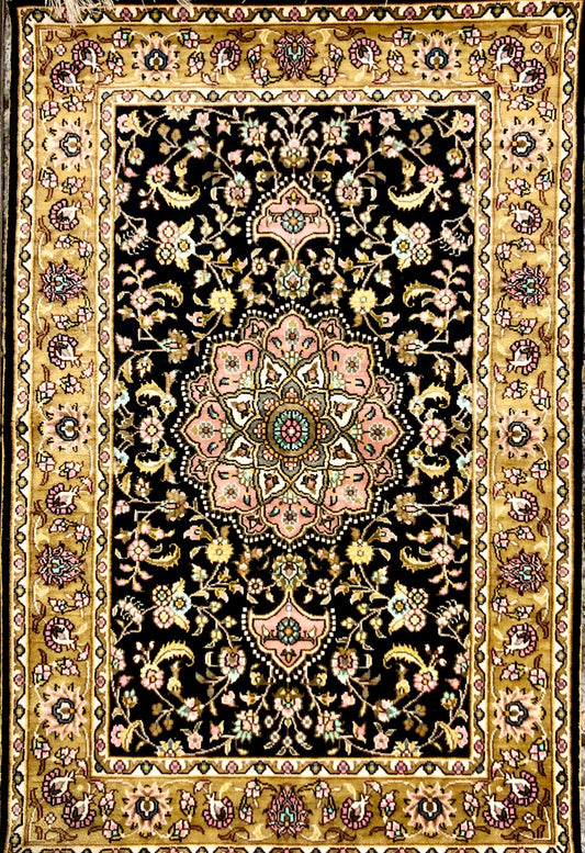 Persian Qom handmade silk on silk carpet.