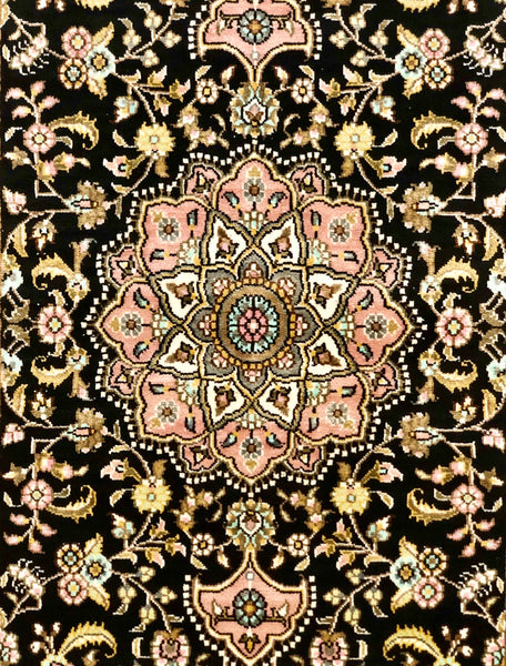 Persian Qom handmade silk on silk carpet.