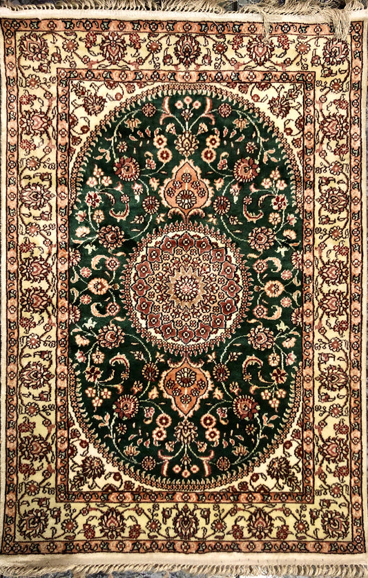 Persian Qom handmade silk on silk carpet.