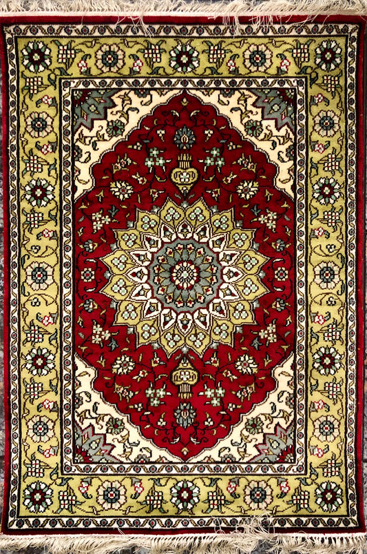 Persian Qom handmade silk on silk carpet.