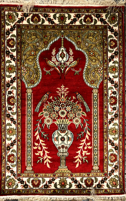 Persian Qom handmade silk on silk carpet.