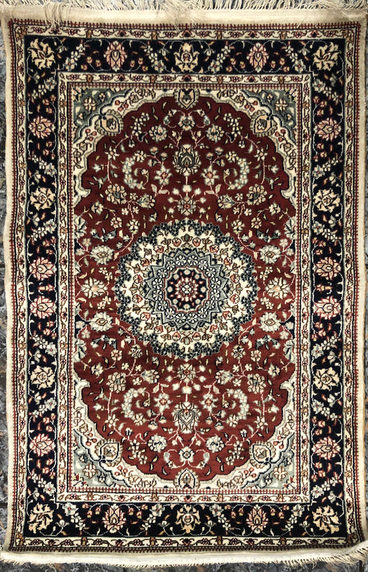 Persian Qom handmade silk on silk carpet.