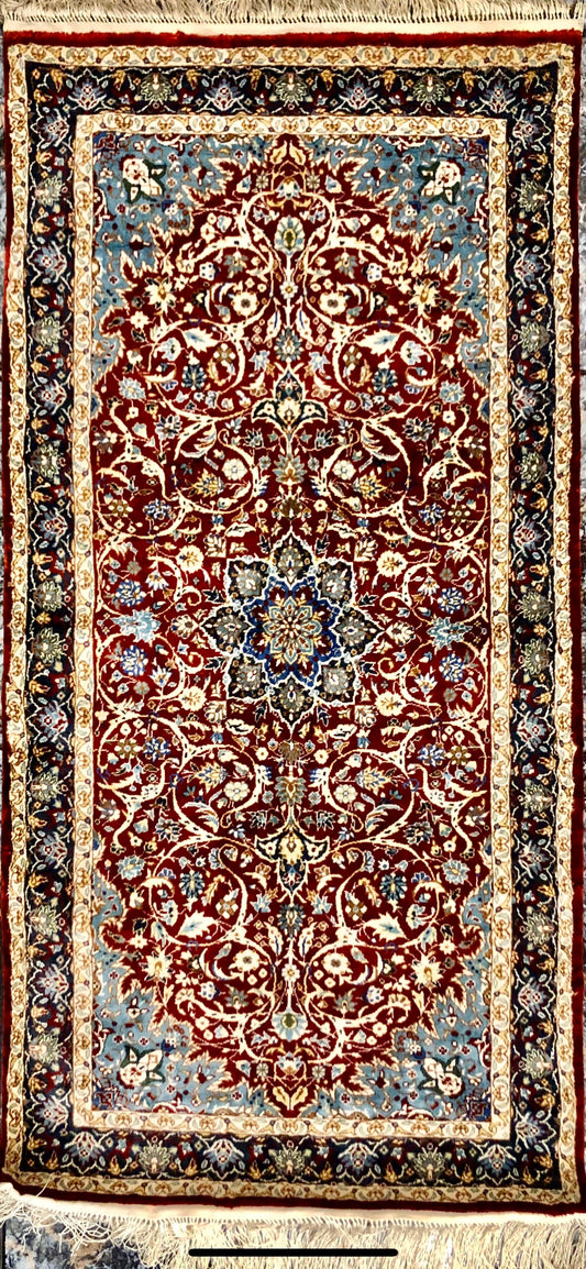 Persian Qom handmade silk on silk special carpet.