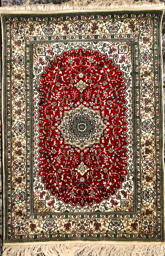 Persian Qom handmade silk on silk carpet.