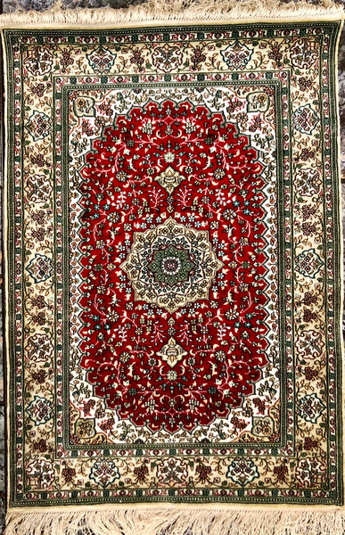 Persian Qom handmade silk on silk carpet.