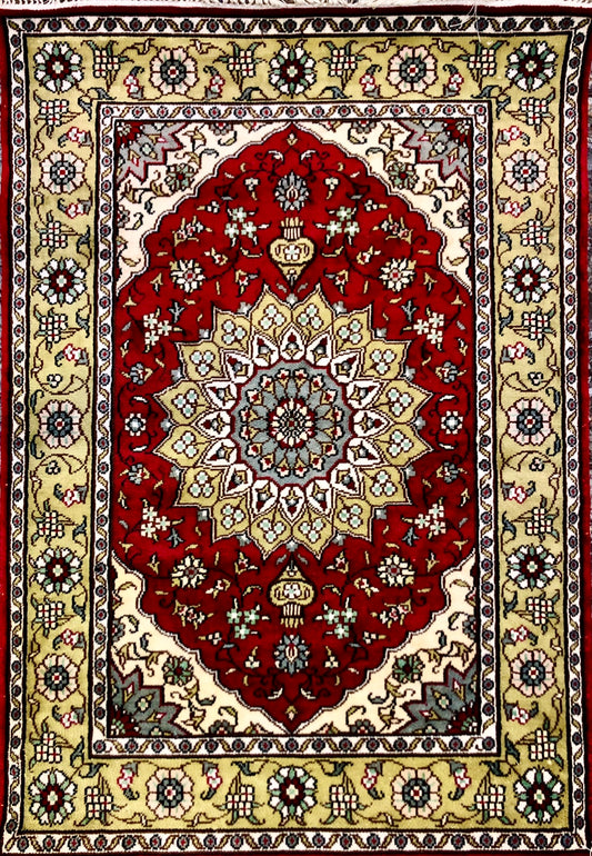 Persian Qom handmade silk on silk carpet.