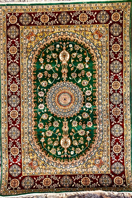 Persian Qom handmade silk on silk carpet.