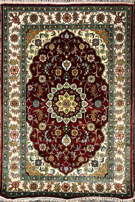 Persian Qom handmade silk on silk carpet.