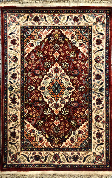 Persian Qom handmade silk on silk carpet.
