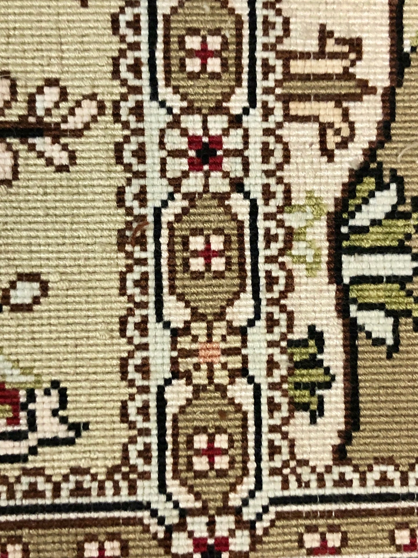 Persian Qom handmade stamped silk on silk carpet.