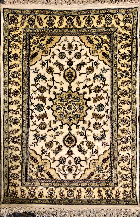 Persian Qom handmade silk on silk carpet.