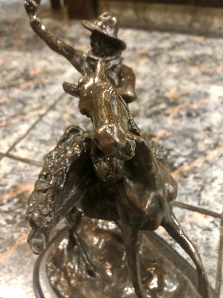 A knight riding on a horseback, Bronze Statue.