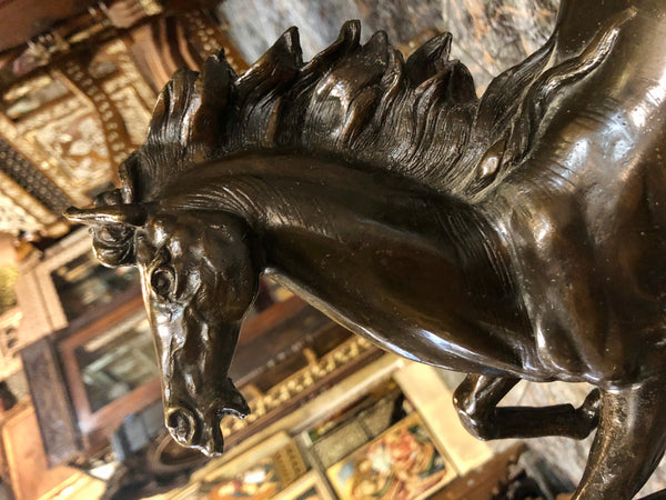 A Horse standing up, Bronze Statue.