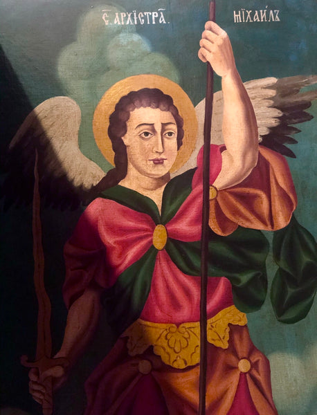 The Archangel Michael, handmade Armenian icon, Jerusalem. Middle 19th Century.