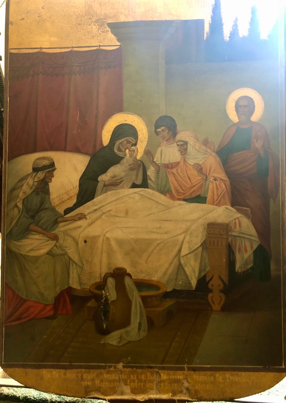 The Birth of Mary, handmade Armenian icon, Jerusalem. Middle 19th Century.