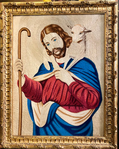 God The Shepherd, A handmade silk Tapestry. A hundred-year-old Icon.