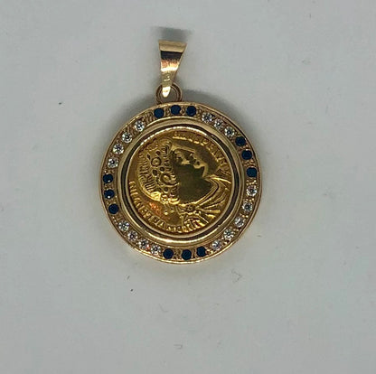 A Pendant of the Byzantine's Constantine golden coin, 14k.