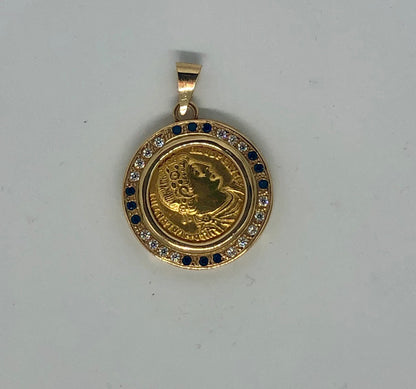 A Pendant of the Byzantine's Constantine golden coin, 14k.