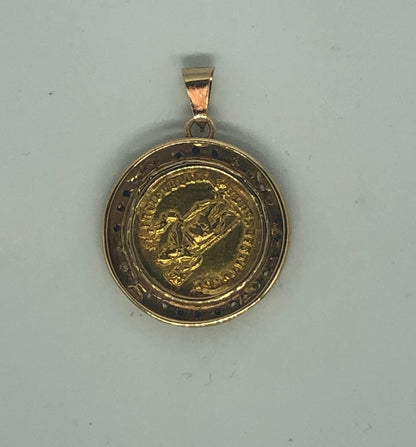 A Pendant of the Byzantine's Constantine golden coin, 14k.