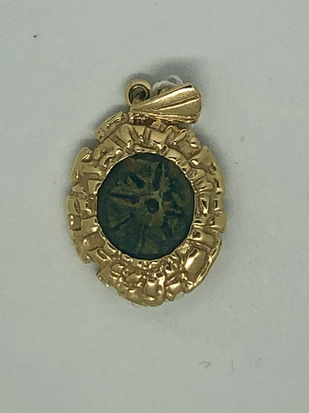 A Pendant Coin of the Widow's Mite, 14k.