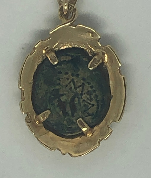 A Pendant Coin of the Widow's Mite, 14k.