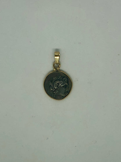 A Pendant of Alexander The Great, the half drachma, 14k.