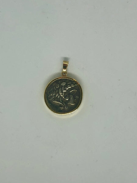 A Pendant of Alexander The Great, the full Drachma, 14k.
