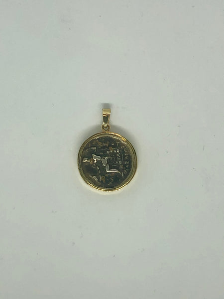 A Pendant of Alexander The Great, the full Drachma, 14k.